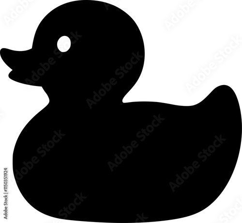 Black rubber duck silhouette isolated on white background. Rubber duck icon vector illustration design.