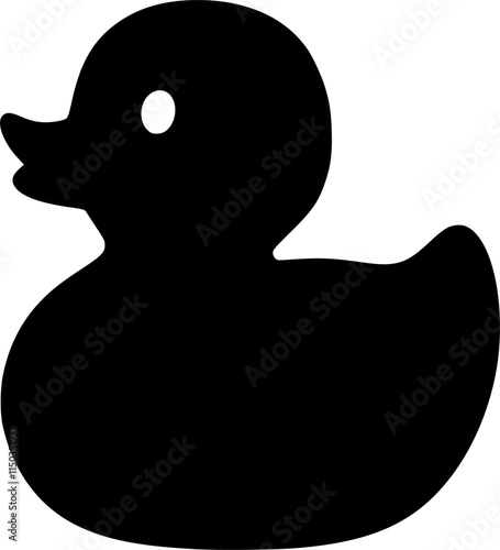 Black rubber duck silhouette isolated on white background. Rubber duck icon vector illustration design.