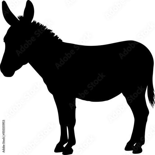 Donkey silhouette on white background. Donkey icon flat vector illustration design.