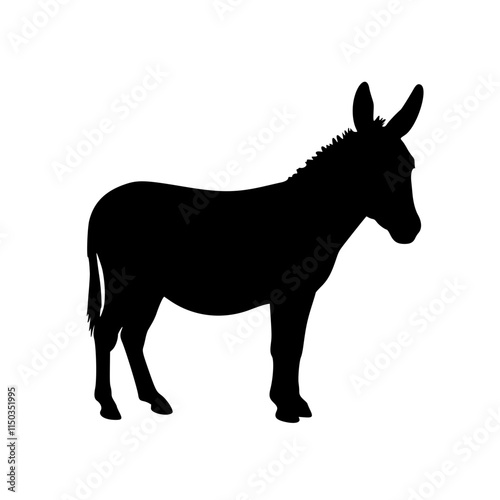 Donkey silhouette on white background. Donkey icon flat vector illustration design.