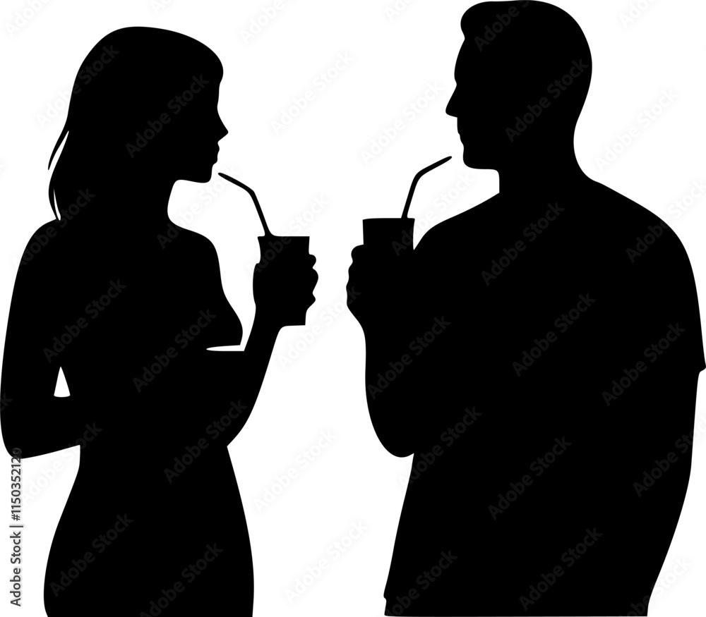 man and woman drinking silhouette vector, on white background. vector illustration design. man and woman drinking silhouette vector, on white background. vector illustration design.