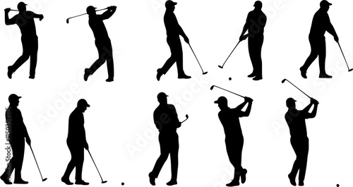 Golf player silhouette vector. on white background.  vector illustration design.
