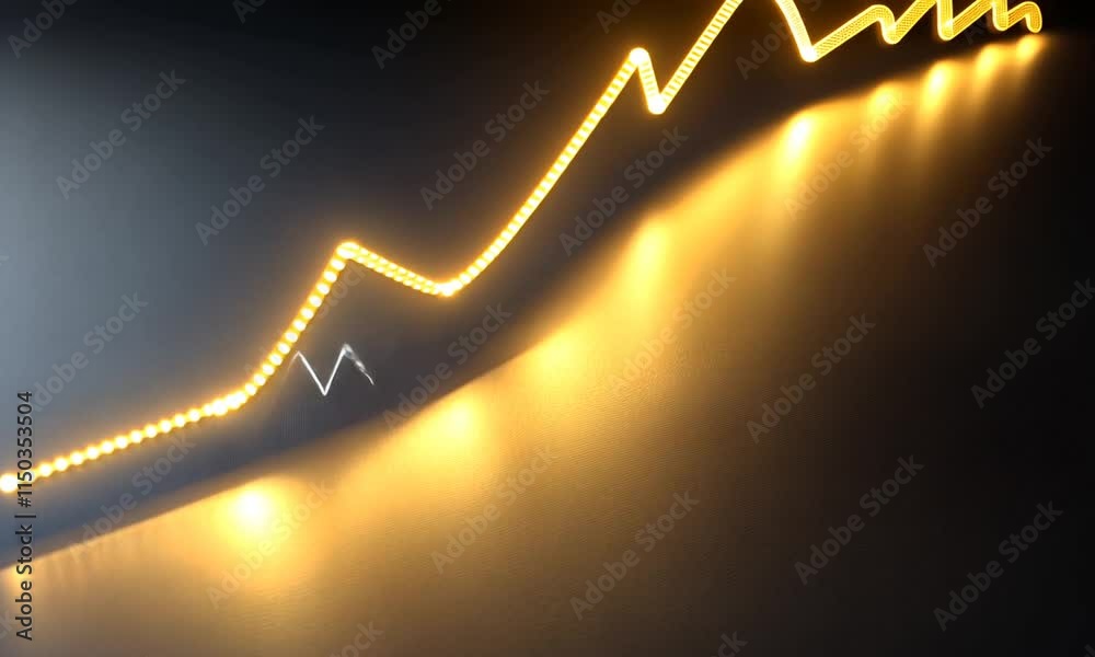 A glowing line graph suggesting growth or progress with a smooth, wavy design.