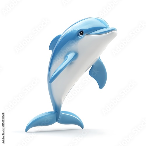 Playful dolphin figurine ocean theme 3d render whimsical view marine photo