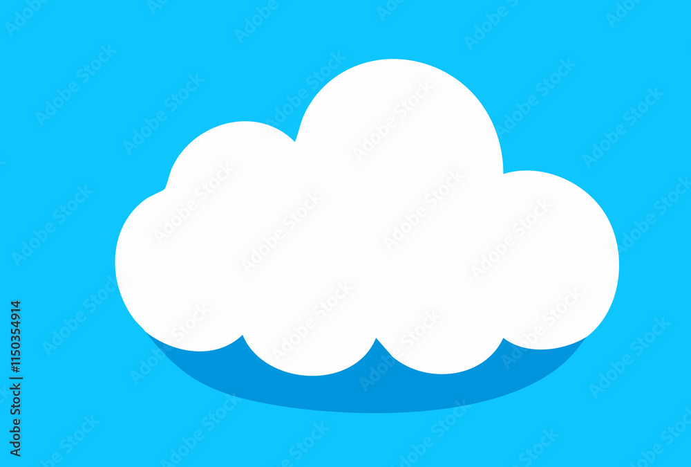 Three-Dimensional White Cloud with Smooth Edges on Bright Blue Background Illustration Three-Dimensional White Cloud with Smooth Edges on Bright Blue Background Illustration