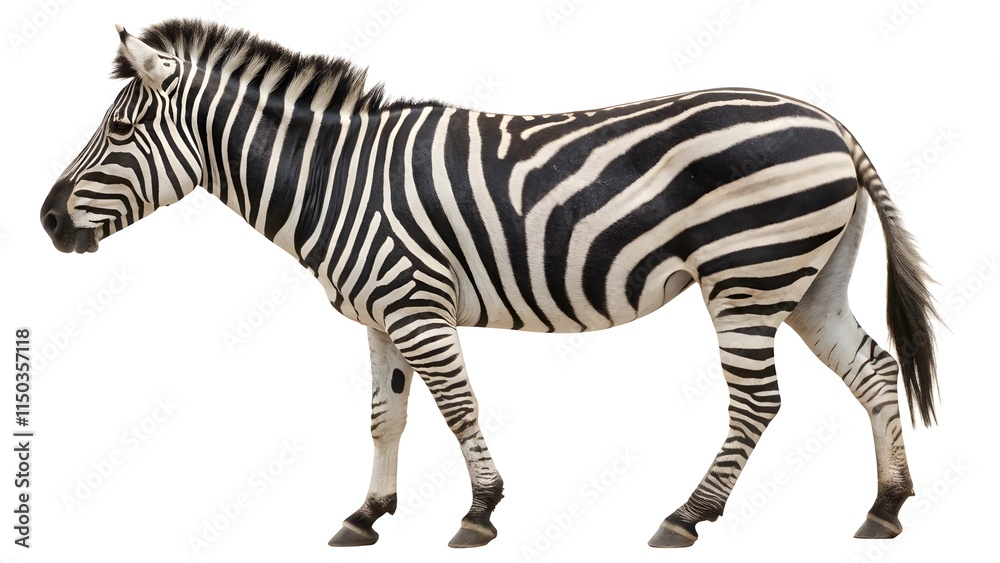 Fototapeta premium Zebra with transparent background, detailed and high-resolution PNG of a zebra for graphic design and digital projects
