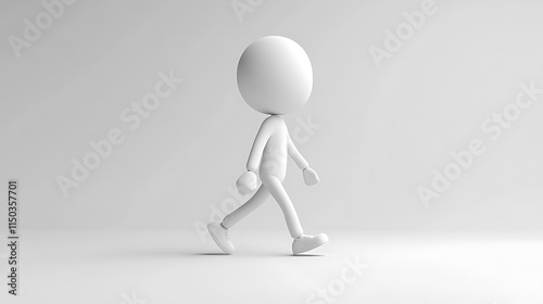 Obraz na płótnie Walking animation of a character studio 3d render minimalist w salonie