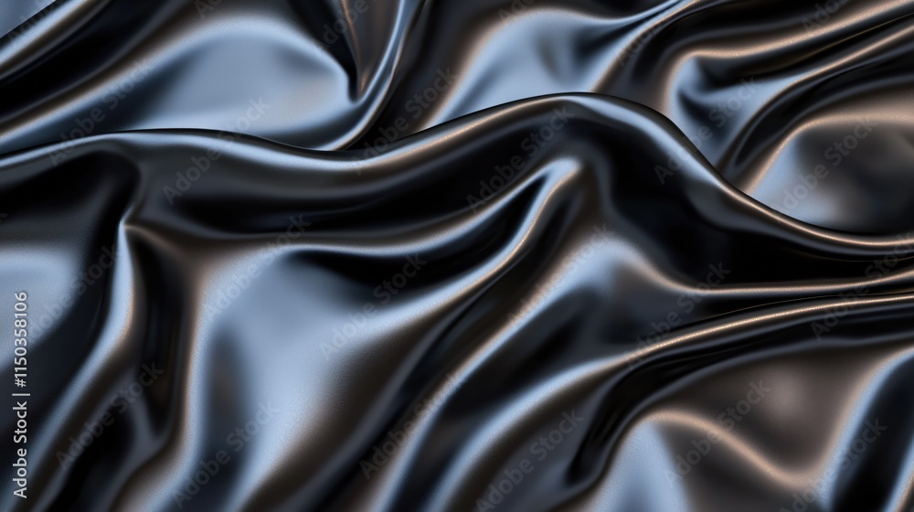 Fototapeta premium Glossy Black Silk Fabric Draped Textures for Elegant Backgrounds