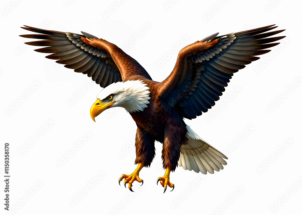 Fototapeta premium Bald eagle on a white background