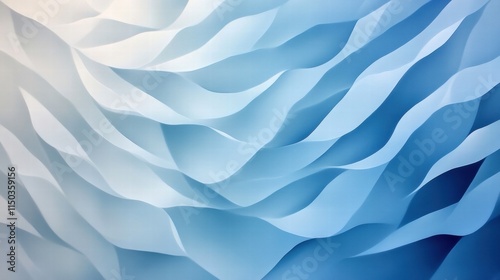 Abstract wave pattern in shades of blue, with smooth curves and textures.