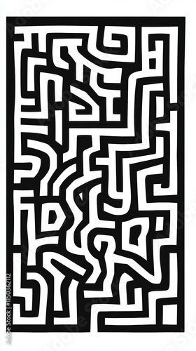 Abstract black and white maze design.