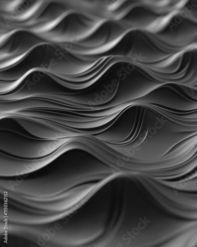 Abstract black and white wavy paper texture.