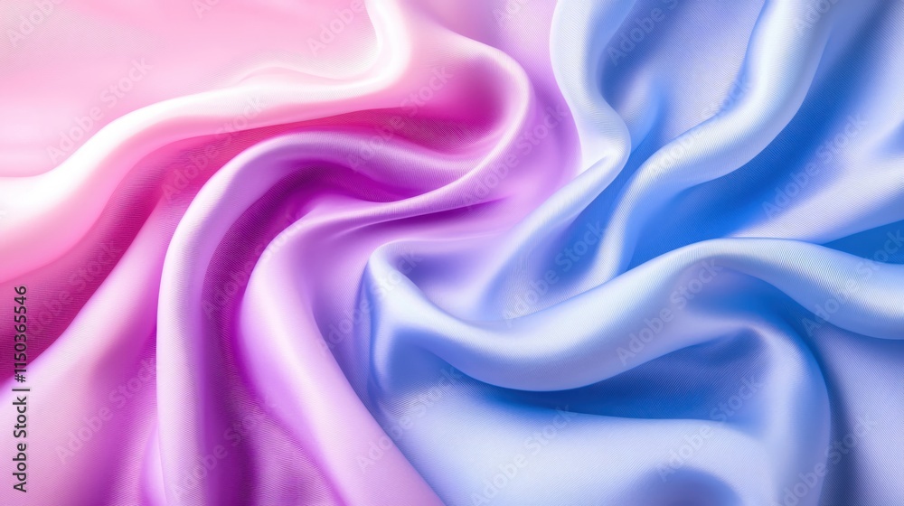 Fototapeta premium Beautiful flowing silk fabric in shades of pink and blue hues