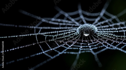 A spider web with water droplets on it