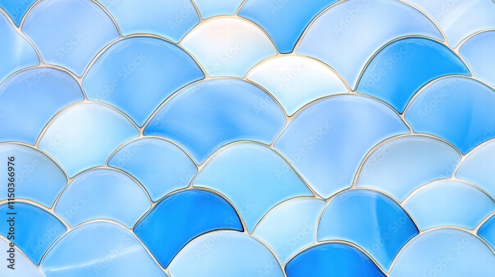 Abstract pattern of blue overlapping waves with a glossy finish. Abstract pattern of blue overlapping waves with a glossy finish.