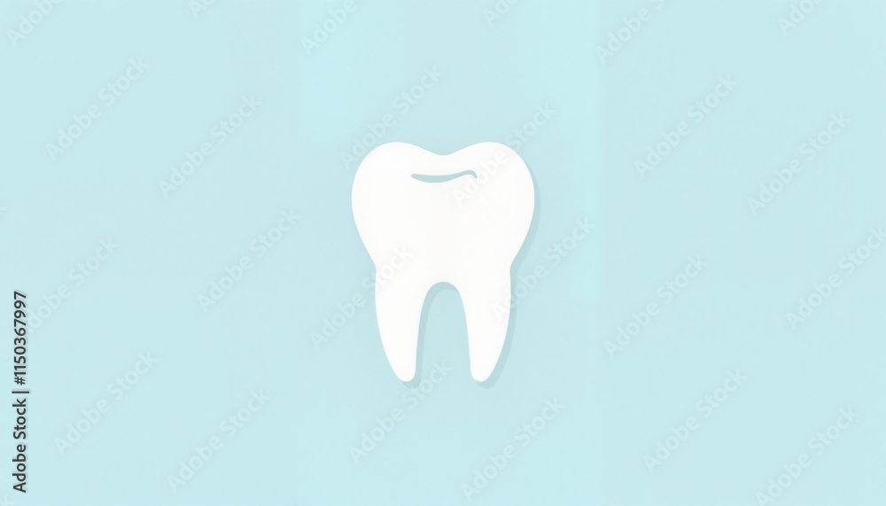 Good tooth image: Minimalistic white tooth icon on light blue background Good tooth image: Minimalistic white tooth icon on light blue background