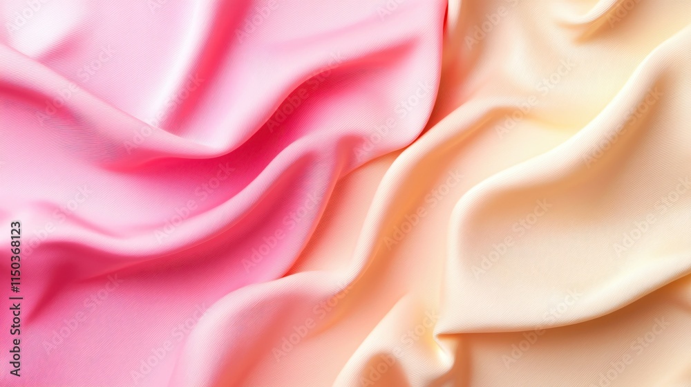 Obraz premium Soft Silk Fabric Draped in Gradient Shades of Pink and Cream