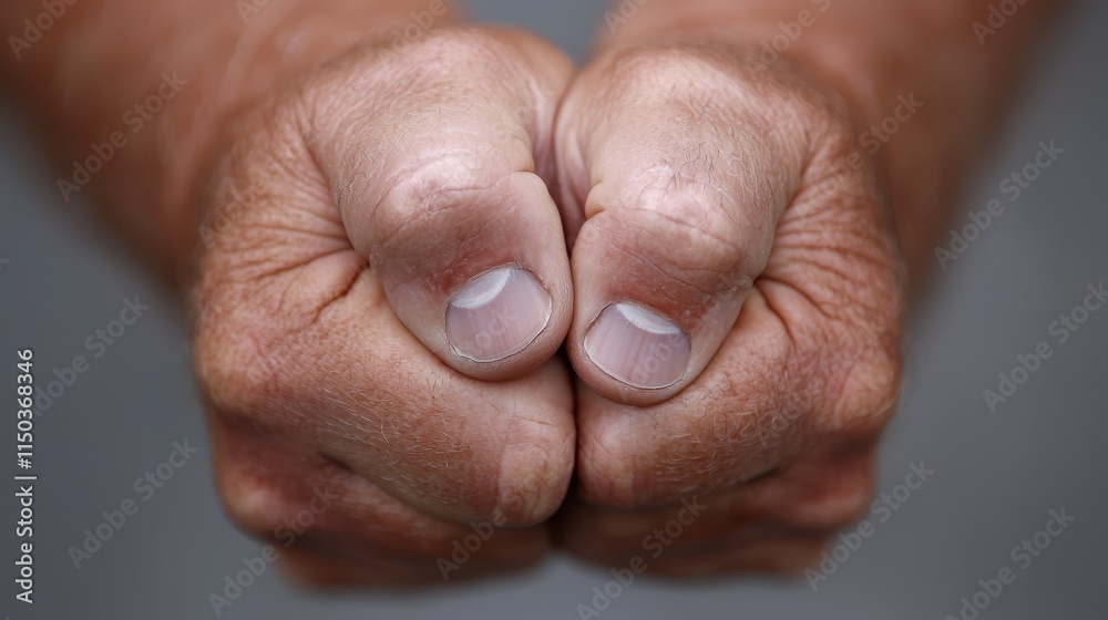 Fototapeta premium A close up of a person's hands with white fingernails
