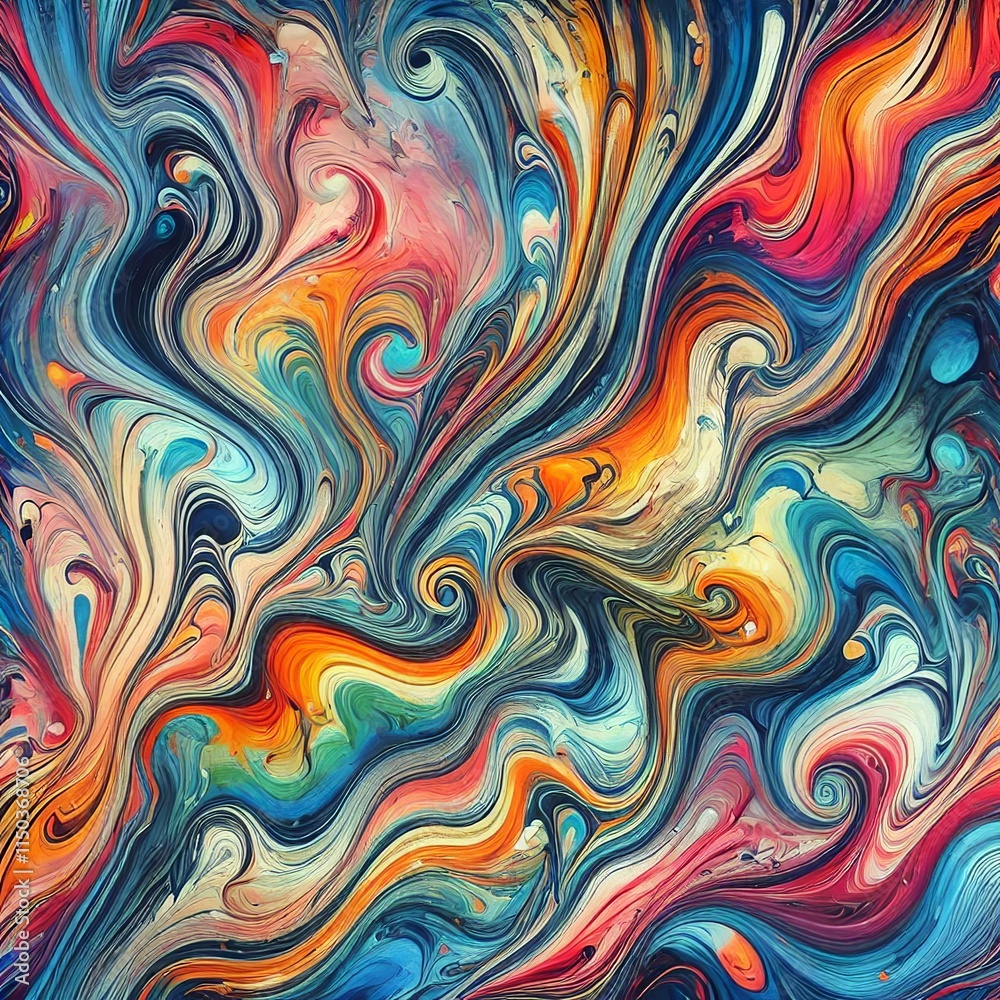 Dynamic acrylic wave design with marbled ink textures, vibrant tones, and swirling rainbow hues for a colorful banner background. Created with generative AI technology Dynamic acrylic wave design with marbled ink textures, vibrant tones, and swirling rainbow hues for a colorful banner background. Created with generative AI technology