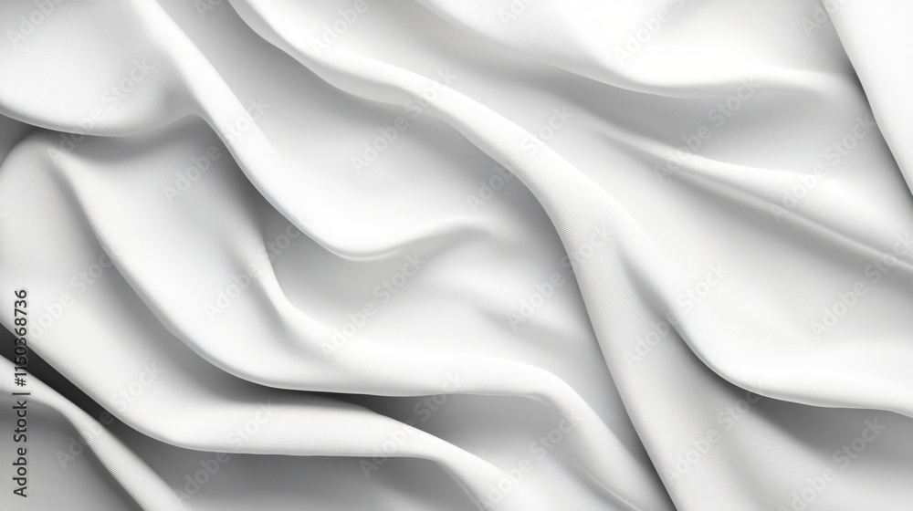 Obraz premium White Draped Fabric Texture with Soft Waves and Shadows