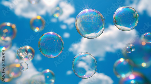 Water bubles against blue.