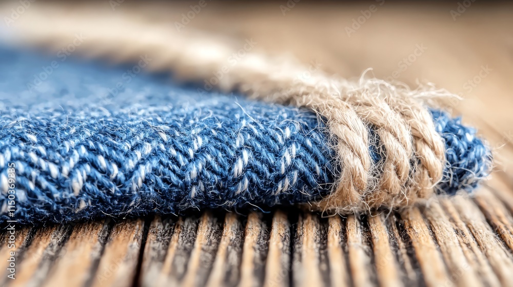 A close up of a blue and white rug on a wooden floor A close up of a blue and white rug on a wooden floor
