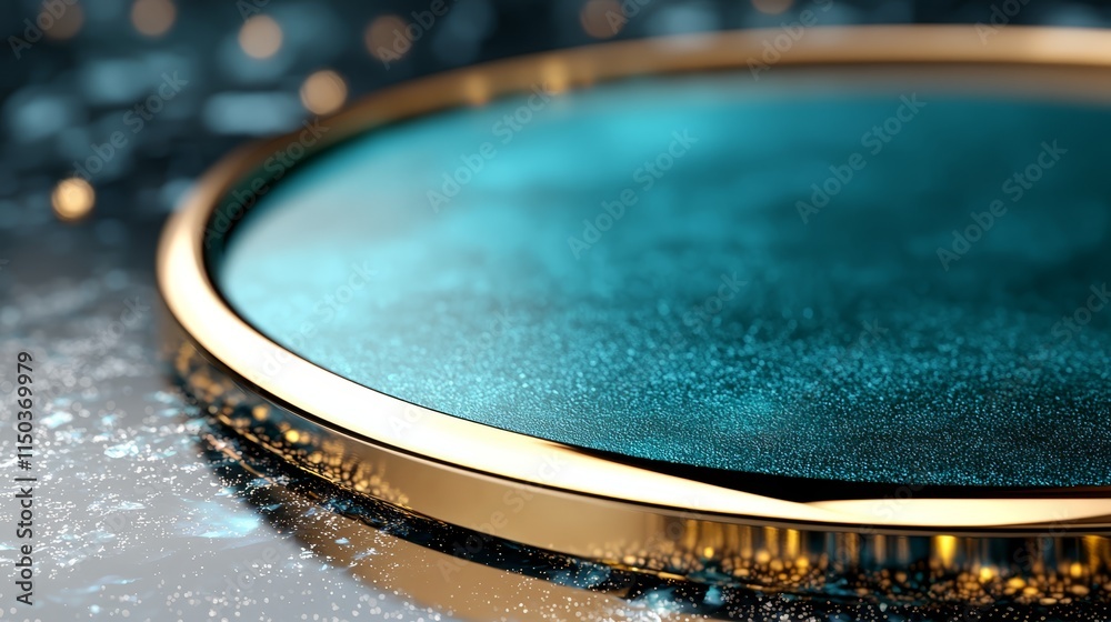 Obraz premium A close up of a gold ring on a blue background