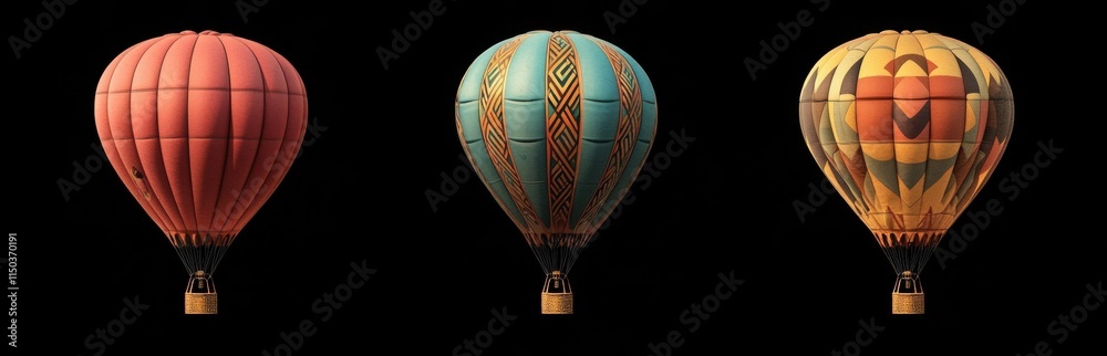 Naklejka premium Collection of isolated hot air balloons on transparent background for design projects
