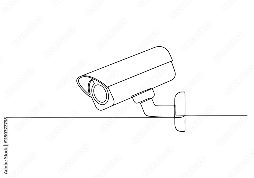 Continuous One-Line Drawing of a CCTV Camera - Minimalist Security Art Continuous One-Line Drawing of a CCTV Camera - Minimalist Security Art