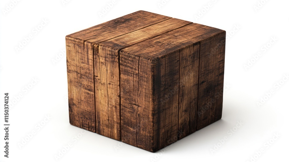 Rustic wooden cube isolated on white background. Rustic wooden cube isolated on white background.