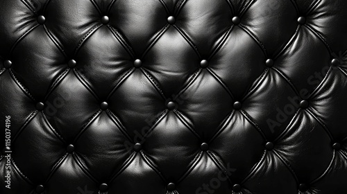 Black leather tufted upholstery texture. photo