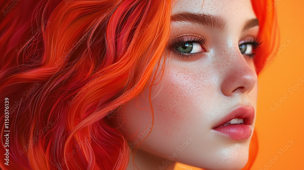 Luminous Portrait of Young Woman with Vibrant Orange Hair Luminous Portrait of Young Woman with Vibrant Orange Hair