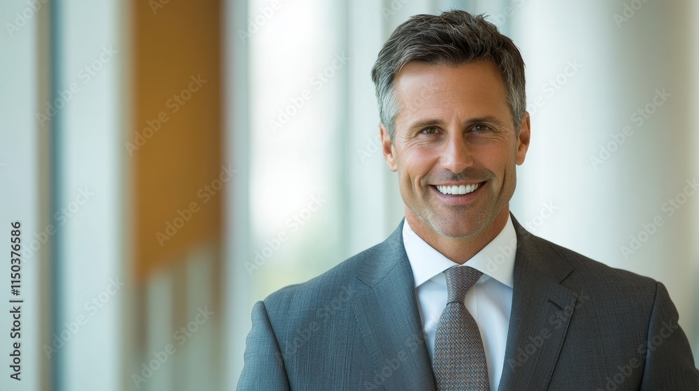 portrait of a handsome, smiling CEO in formal business attire exhibiting confidence and leadership qualities in a corporate setting portrait of a handsome, smiling CEO in formal business attire exhibiting confidence and leadership qualities in a corporate setting