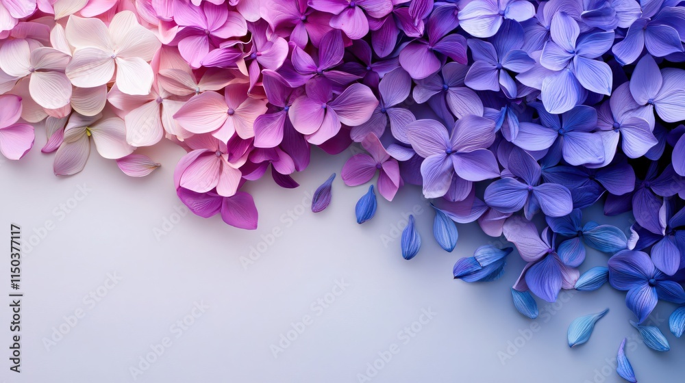 Obraz premium Colorful Petal Arrangement with Pink and Purple Flowers on Background