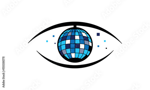 a graphic image with a discotheque eye theme, on a white background. vector graphic base.