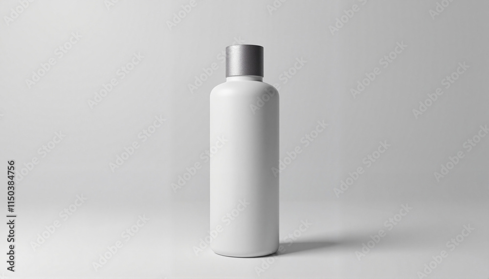 Bottle Mockup with Customizable Label on White Platform and Monochrome Background Bottle Mockup with Customizable Label on White Platform and Monochrome Background