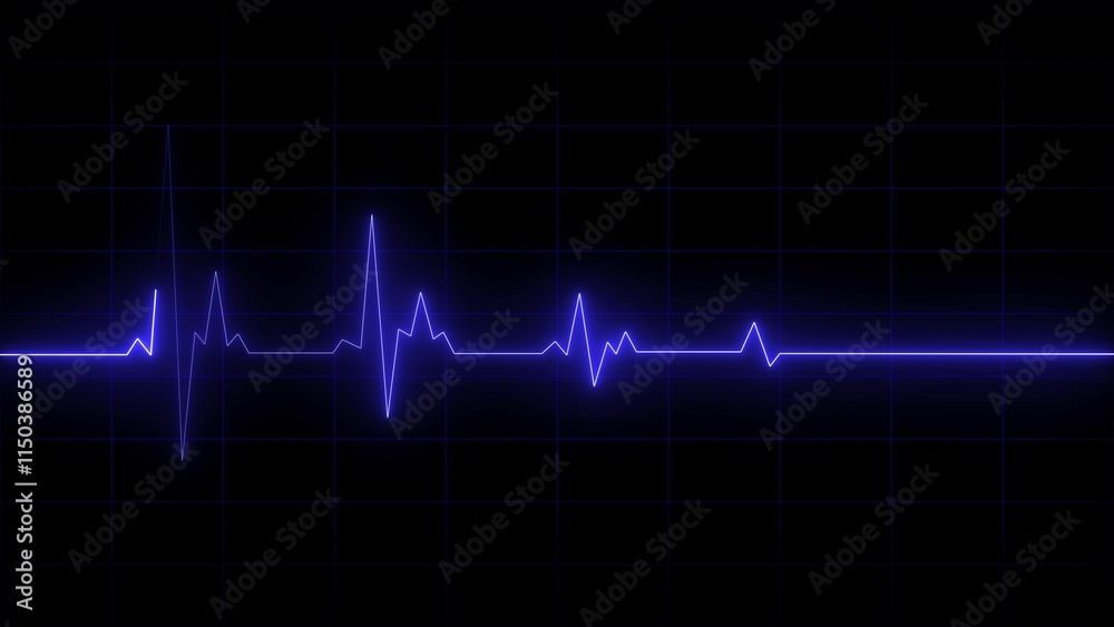 Pulse, heart rhythm, heartbeat line icon on black background. Neon heartbeat line illustrations Pulse, heart rhythm, heartbeat line icon on black background. Neon heartbeat line illustrations