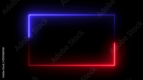 Neon glowing rectangle icon illustrations, neon square icon