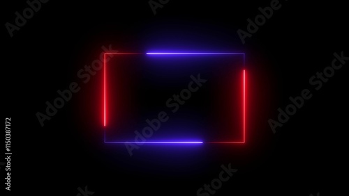 Neon glowing rectangle icon illustrations, neon square icon
