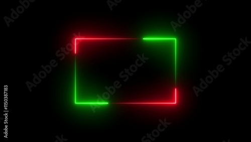Neon glowing rectangle icon illustrations, neon square icon