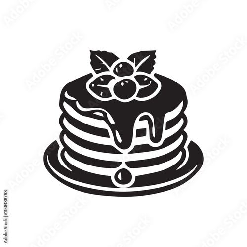 Pancake with honey doodle layers icon,Vector illustration hand-drawn style isolated on white background.