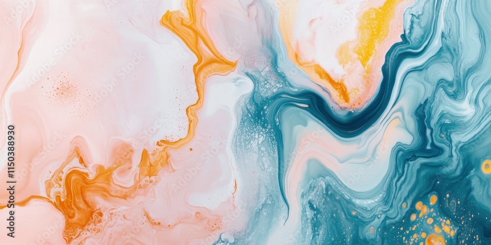 Fototapeta premium Abstract marble background with pastel colors, swirling patterns, and fluid shapes.