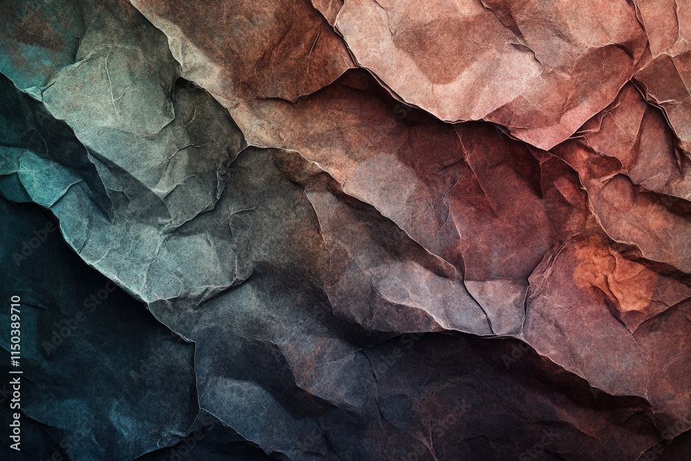 crumpled paper background in a lush mocha mousse color palette, with natural shadows and highlights