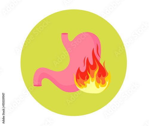 Gastrit illness unhealthy stomach concept. Vector flat graphic design illustration