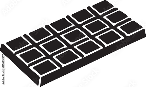 Chocolate silhouette vector art illustration. Black and white chocolate bar vector illustration.