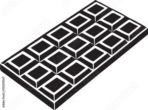 Chocolate silhouette vector art illustration. Black and white chocolate bar vector illustration.