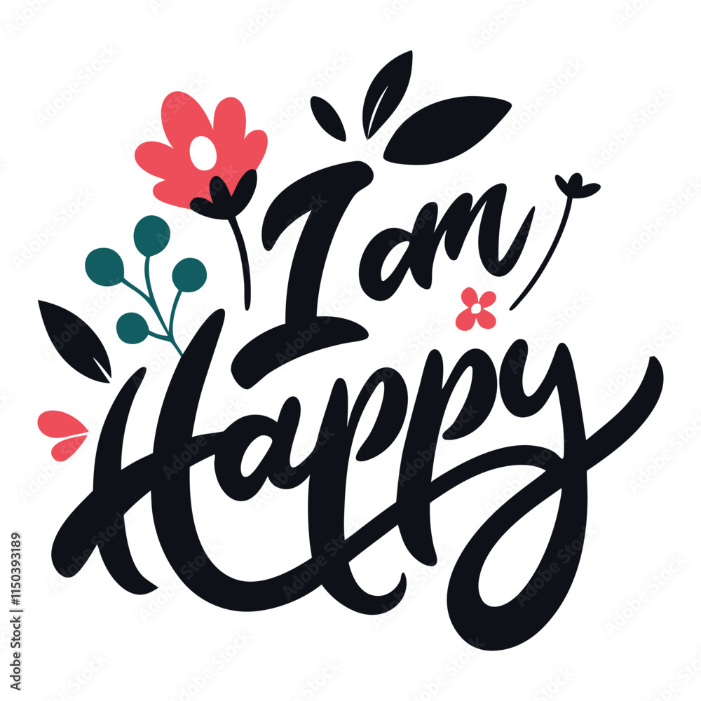 Obraz premium A minimalist typography of I am happy
