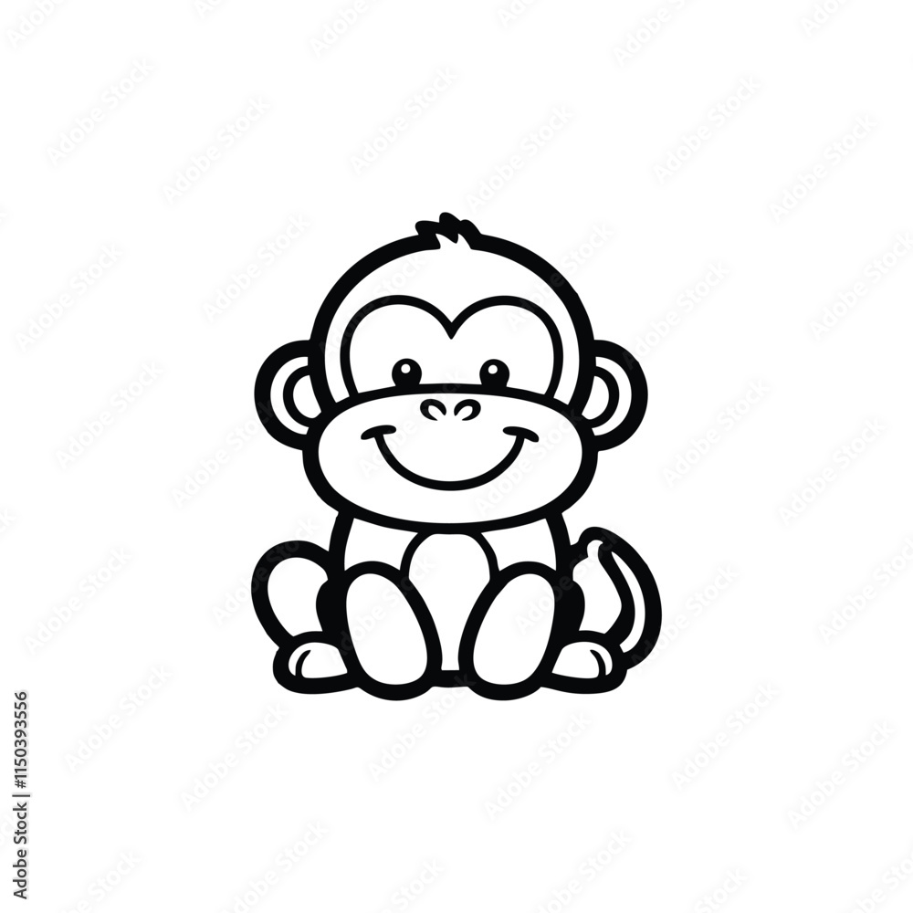 Vector illustration of cute cartoon monkey logo or icon Vector illustration of cute cartoon monkey logo or icon