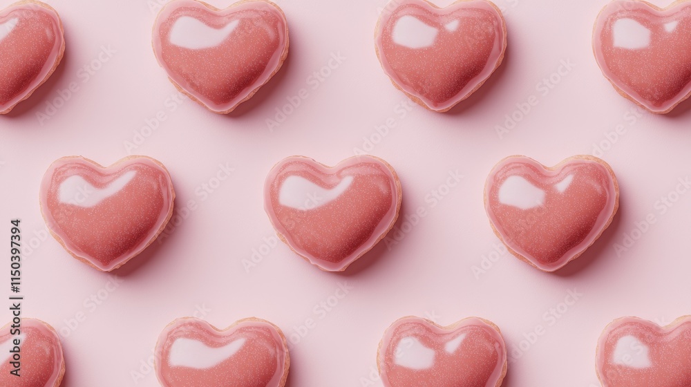 Heart-Shaped Macarons in Pink Background for Sweet Treats Display Heart-Shaped Macarons in Pink Background for Sweet Treats Display