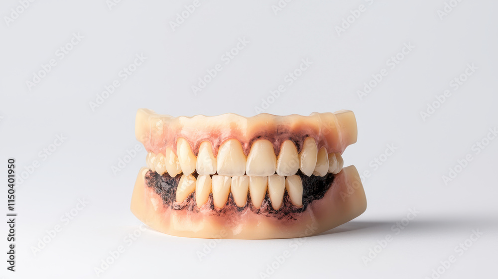 Bad breath. Decayed teeth and gum issues displayed in realistic dental model Bad breath. Decayed teeth and gum issues displayed in realistic dental model